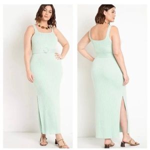 NWT size 18/20 Knitted Rib Maxi Dress With Belt from Eloquii in green/seafoam